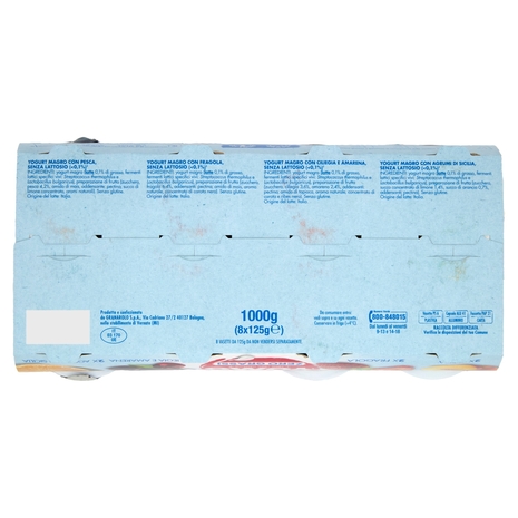 Yomo Zero Grassi Pesca, Fragola, Ciliegia e Amarena, Agrumi di Sicilia 8 x 125 g